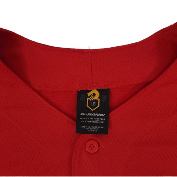 DeMarini Baseball Jersey Mens Size L Platinum Squad BB 9 Button Front Red - Picture 10 of 11